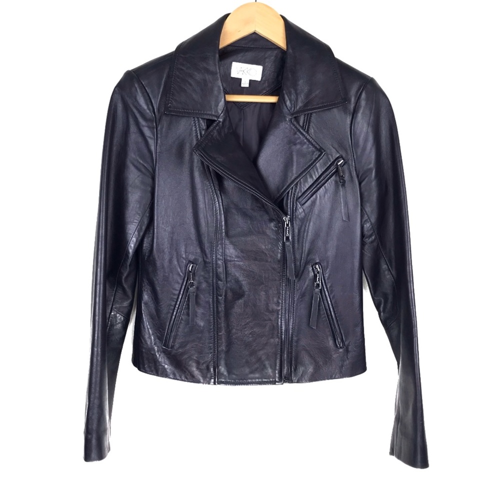 VTG Vakko 100% Leather Moto Metallic Jacket Sz. S